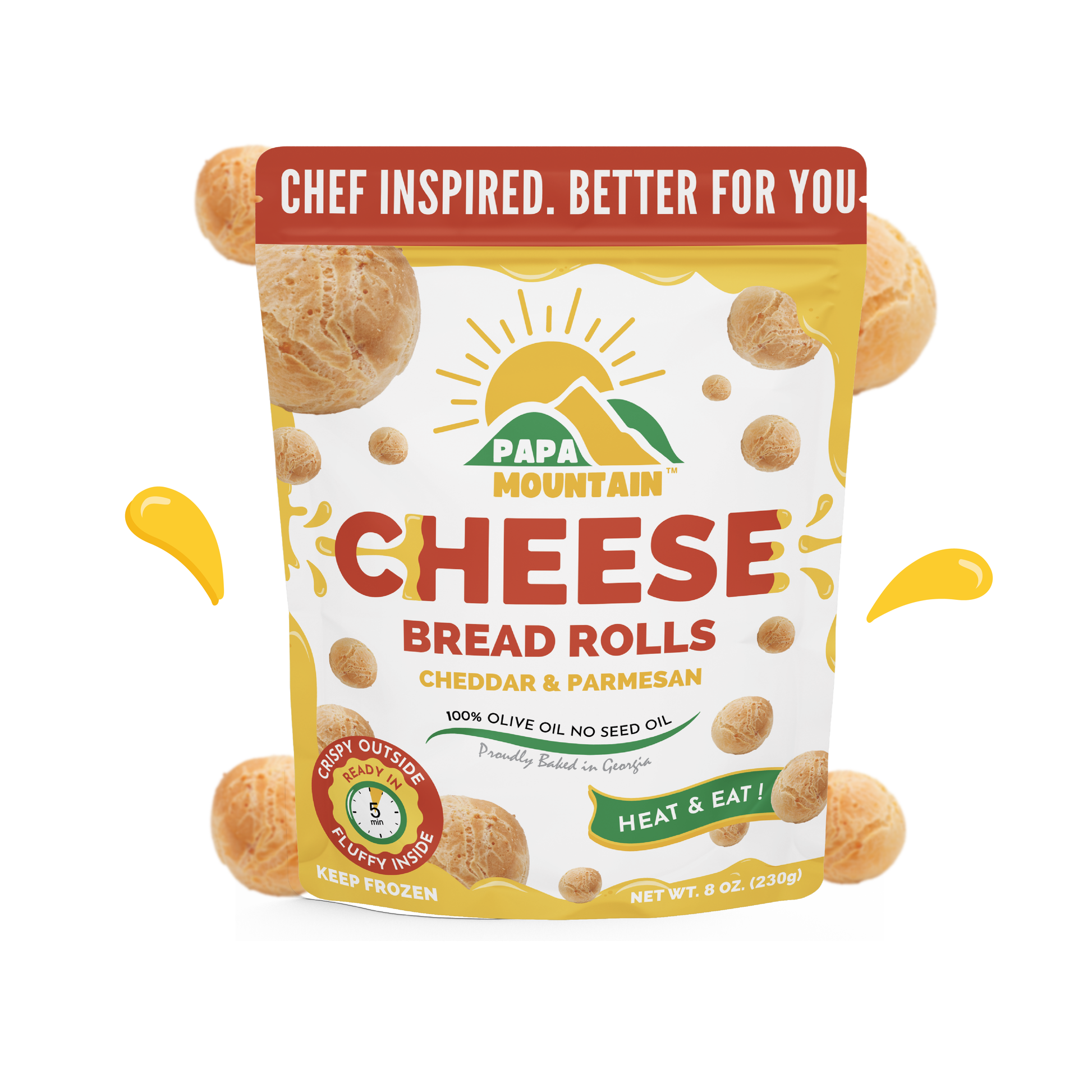 Papa Mountain Classic Cheese bread rolls, a traditional, wholesome snack made with clean label ingredients, 